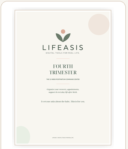 Fourth Trimester digital fillable version on a tablet