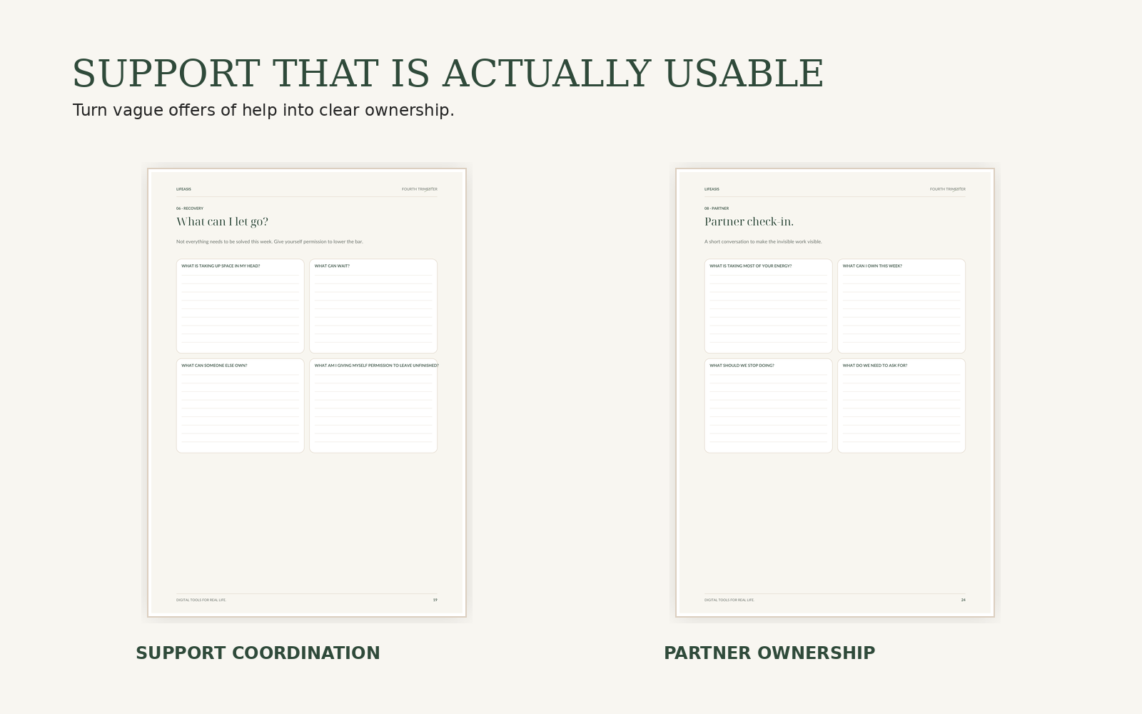 Fourth Trimester support coordination and partner ownership pages